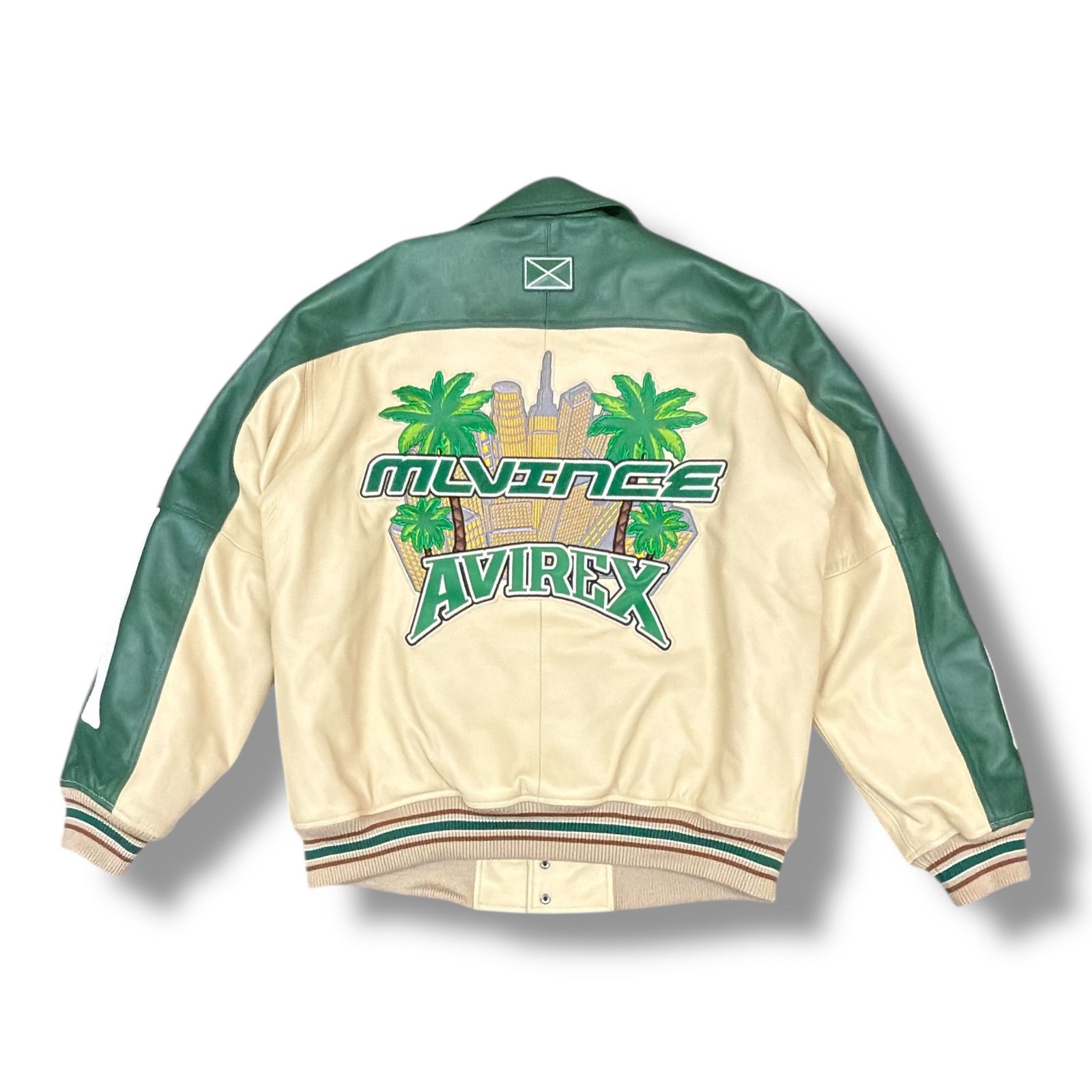 参考上代165000円 AVIREX x MLVINCE LEATHER JACKET レザージャケット 革ジャン スタジャン メルヴィンス アヴィレックス コラボ 783-3250095 XL 98252A4