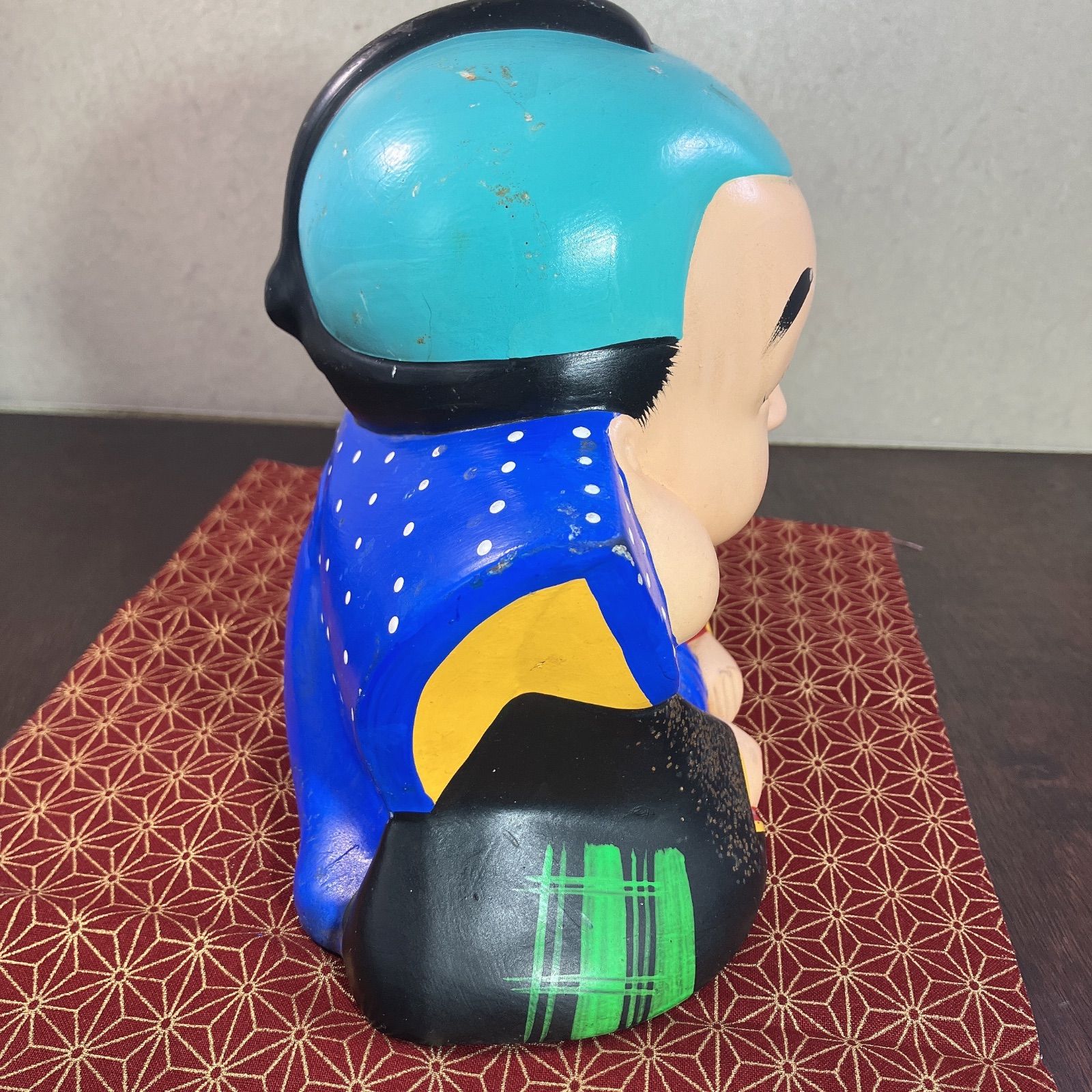 福助 置物 貯金箱 縁起物 陶器 骨董品 アンティーク レトロ よーいドン