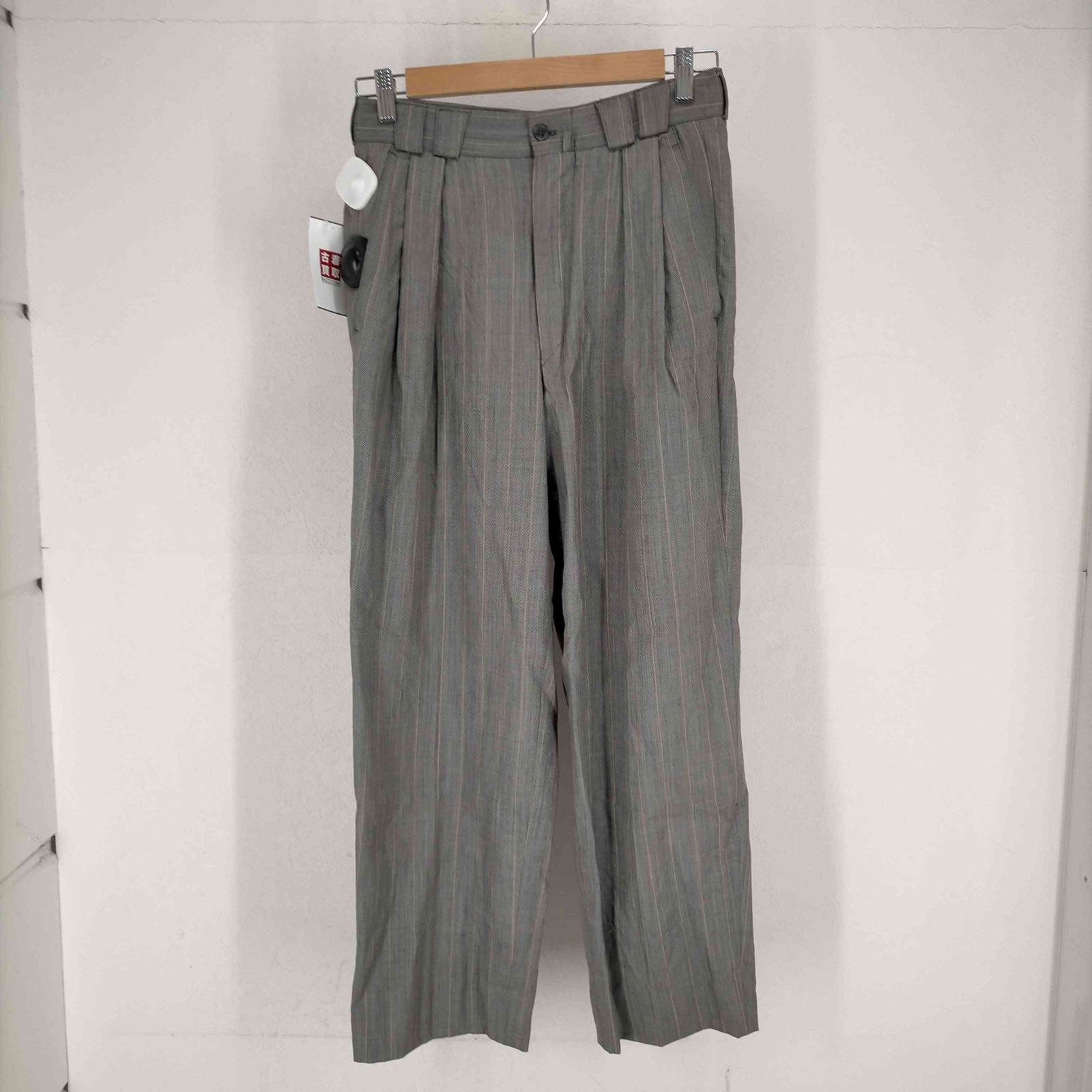 90s Versace ストライプ ツータックスラックス ワイド 古着 ウール ジャンニヴェルサーチ GIANNI VERSACE 90s 2タックウールストライプ