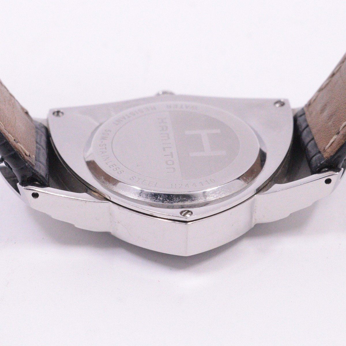 ハミルトン ベンチュラ クォーツ メンズ 腕時計 黒文字盤 純正革ベルト  