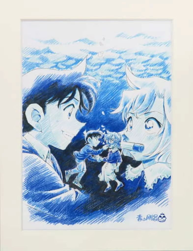中古】原画イラストボード 付属品付)名探偵コナン 黒鉄の魚影 青山剛昌