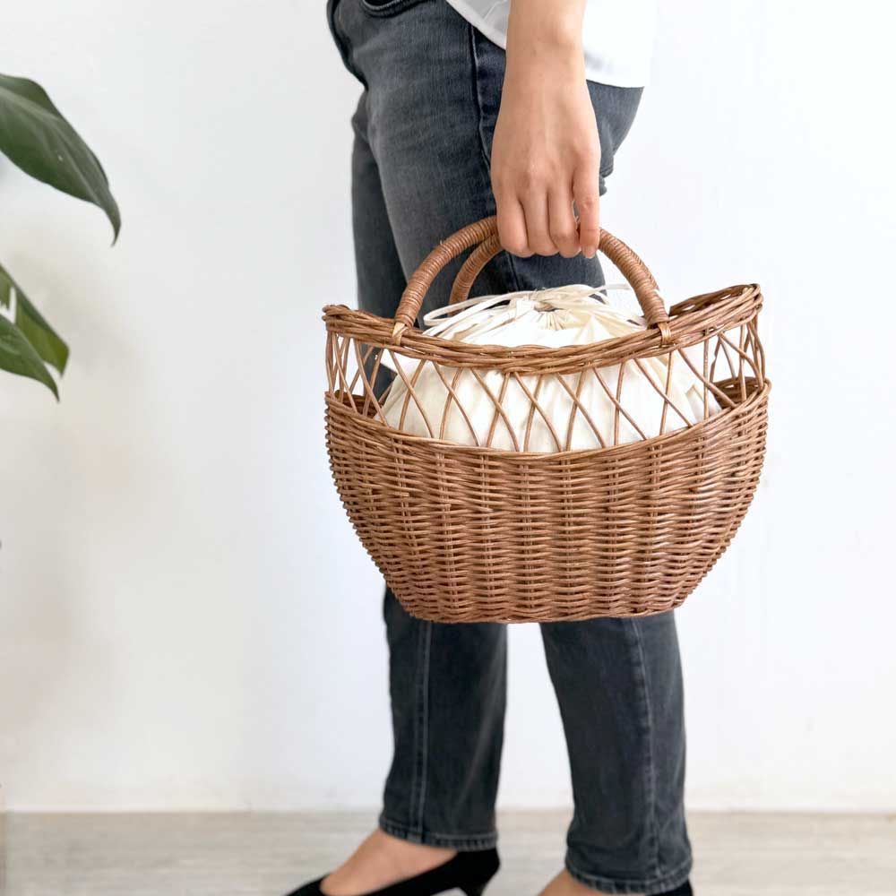 楽天市場】ピクニック バスケット かご かごバッグ レース内布付き