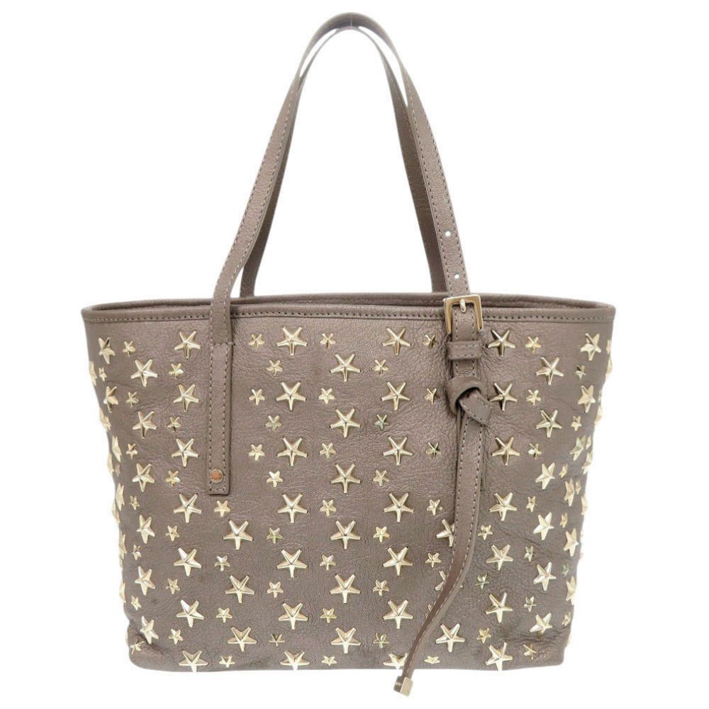 美品 ジミーチュウ スタースタッズ レザー グレー 2way トートバッグ  