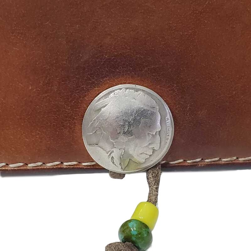 ゴローズ goros レザー ファスナー付き　細長財布 ブラウン goro's (ゴローズ) コンチョ付き レザーウォレット 二つ折り長