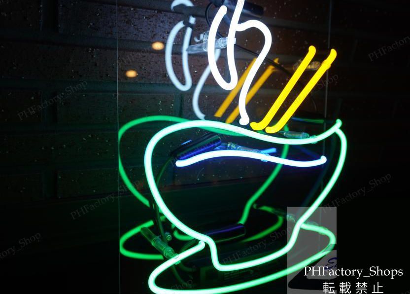 ネオンサイン ラーメンネオンサイン 湯気付き どんぶりモチーフ ガラス看板 店舗用照明 飲食店装飾 壁掛け led看板 居酒屋 オーダーメイド 28x22cm A258