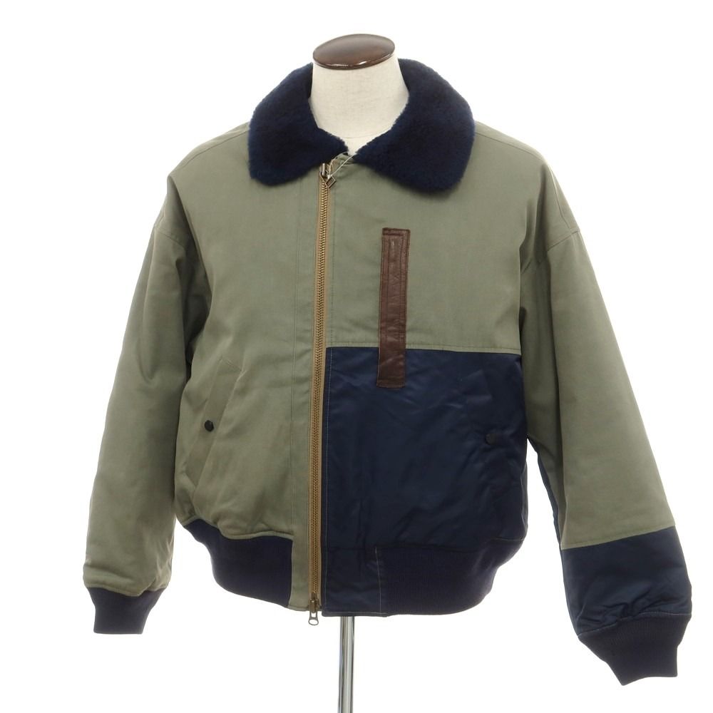【中古】ロトル ROTOL コットン系 ジップアップ 中綿ブルゾン ミリタリージャケット オリーブグレーxネイビー【サイズ3】【メンズ】