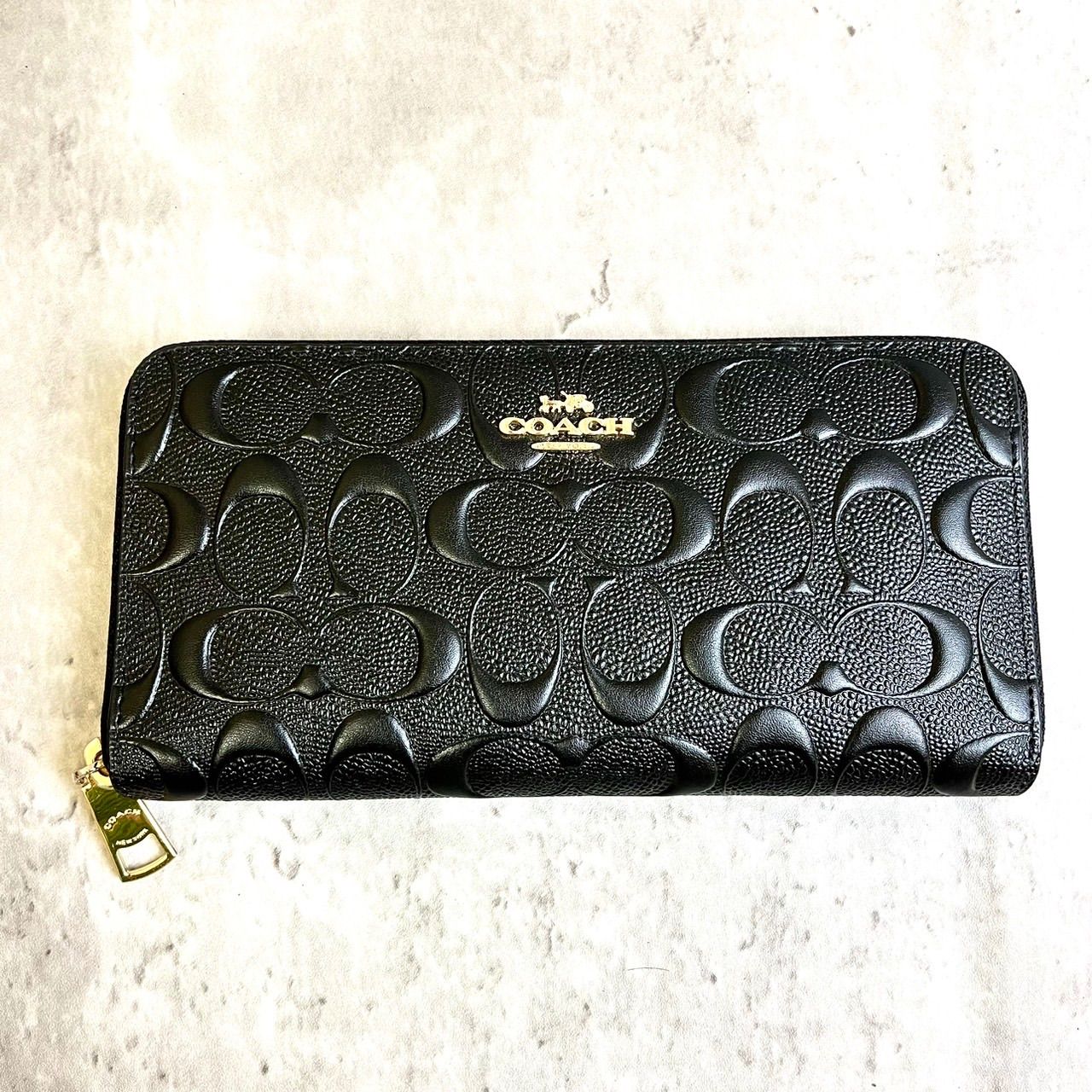 ✨良品✨ コーチ 長財布 ラウンドジッパー シグネチャー ゴールド金具 