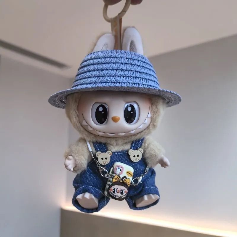 レインボー帽子2点セット labubuラブブぬいぐるみ服17cm着せ替え着ぐるみ レインボー帽子2点セット labubuラブブぬいぐるみ服17cm着せ替え