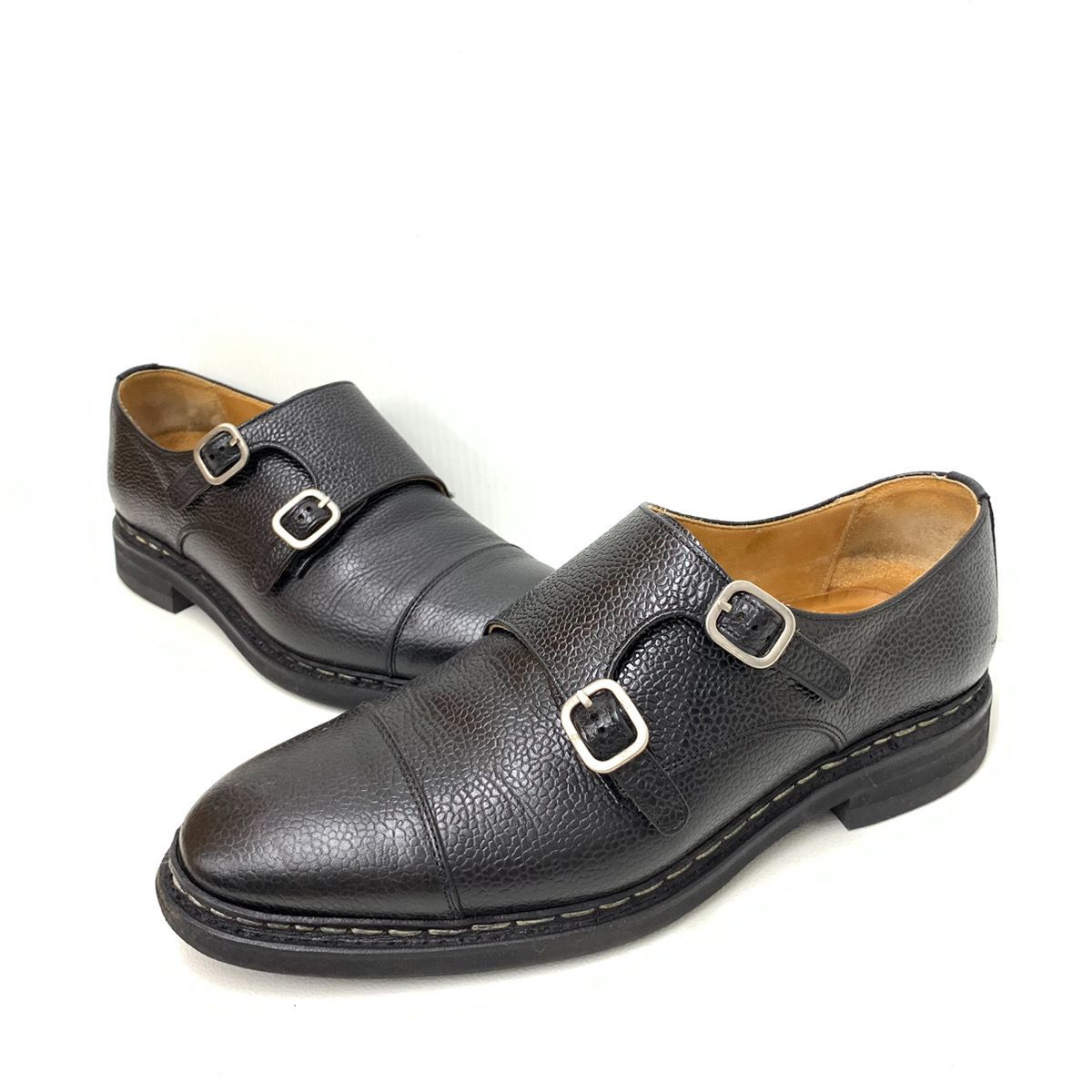 Barwick ダブルモンクストラップ ビジネスシューズ 黒 UK8.5 Berwick バーウィック ダブルモンクストラップ 革靴 ビジネスシューズ