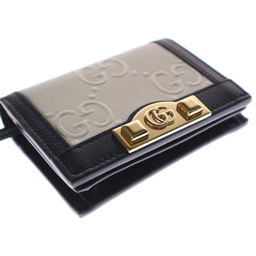 GUCCI (グッチ) GGエンボス レザー コンパクトウォレット 二