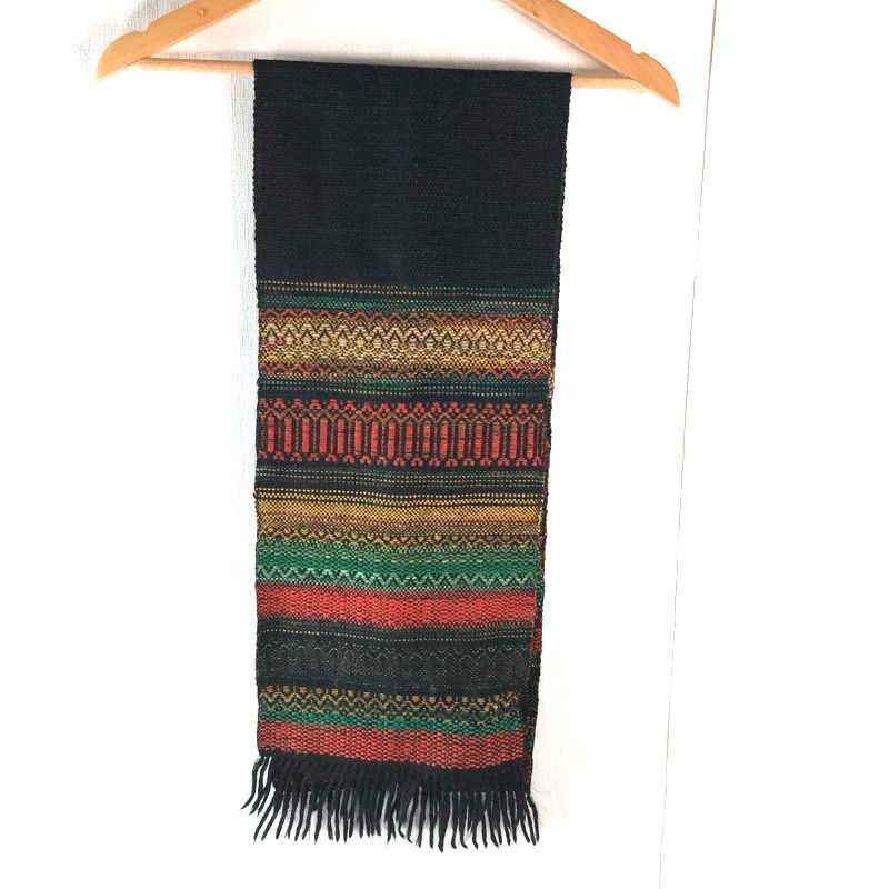 北海道手織つむぎ 優佳良織工芸館 ユーカラ織 ショール 黄 緑 赤 黒