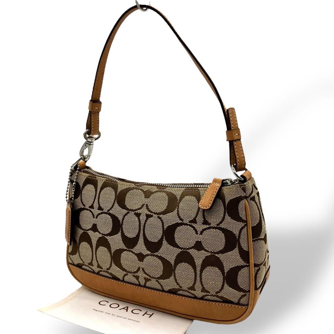 良品 1783 COACH アクセサリーポーチ シグネチャー キャンバス レザー  