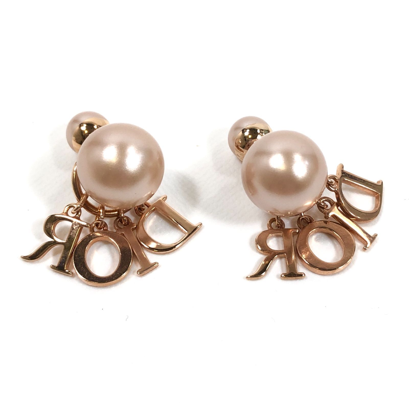 ✨超美品✨ DIOR トライバル パール ピアス チャーム ストーン ゴールド Dior ロゴチャーム付きパールピアス ▽【美品】DIOR トライバル ピアス