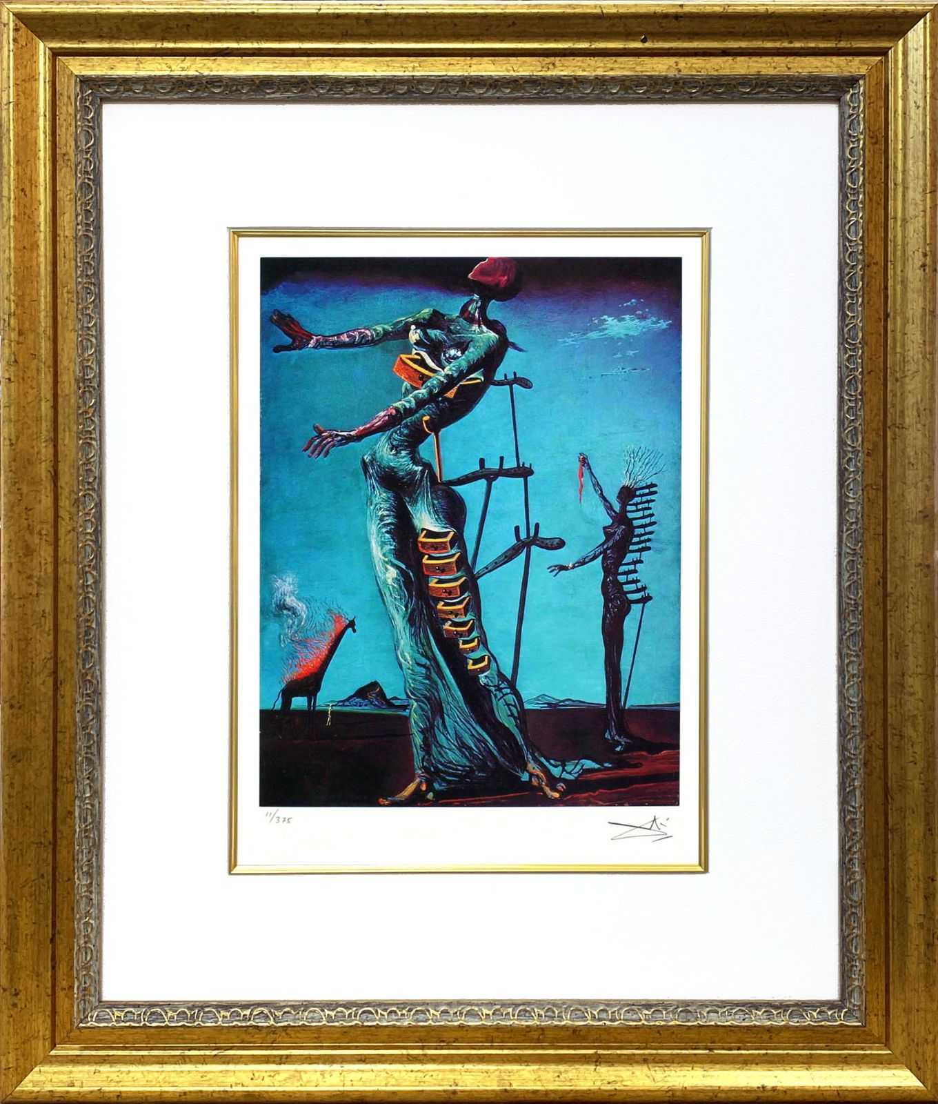 絵画 サルバドール ダリ「燃えるキリン」作品証明書 展示用フック 限定