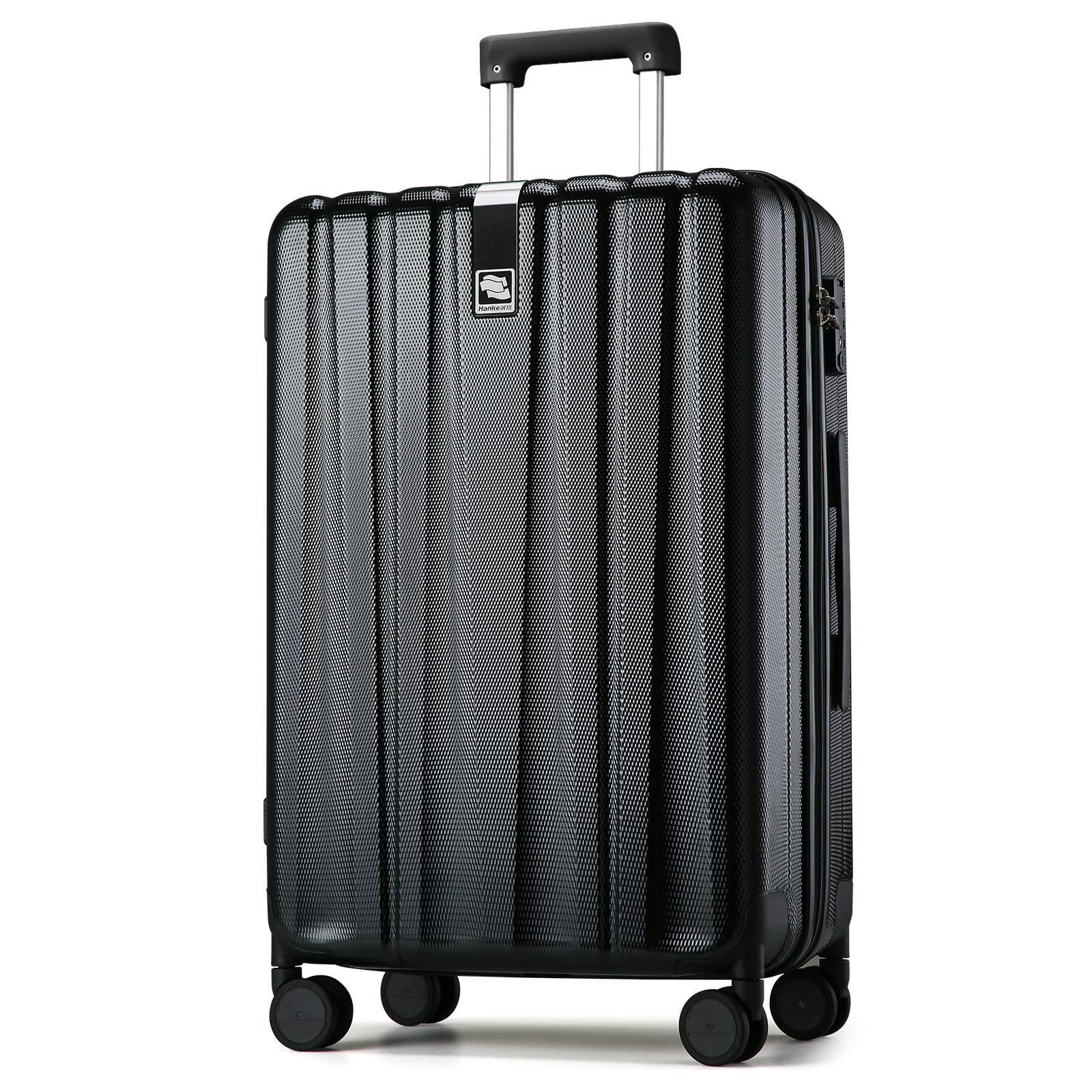 TSAロック搭載 103リットル 旅行 スーツケース スーツケース ビジネス 7泊～長期旅行 静音回転自在ホイール 出張 耐衝撃PC材質 Lサイズ 29インチです ブラック キャリーケース Hanke
