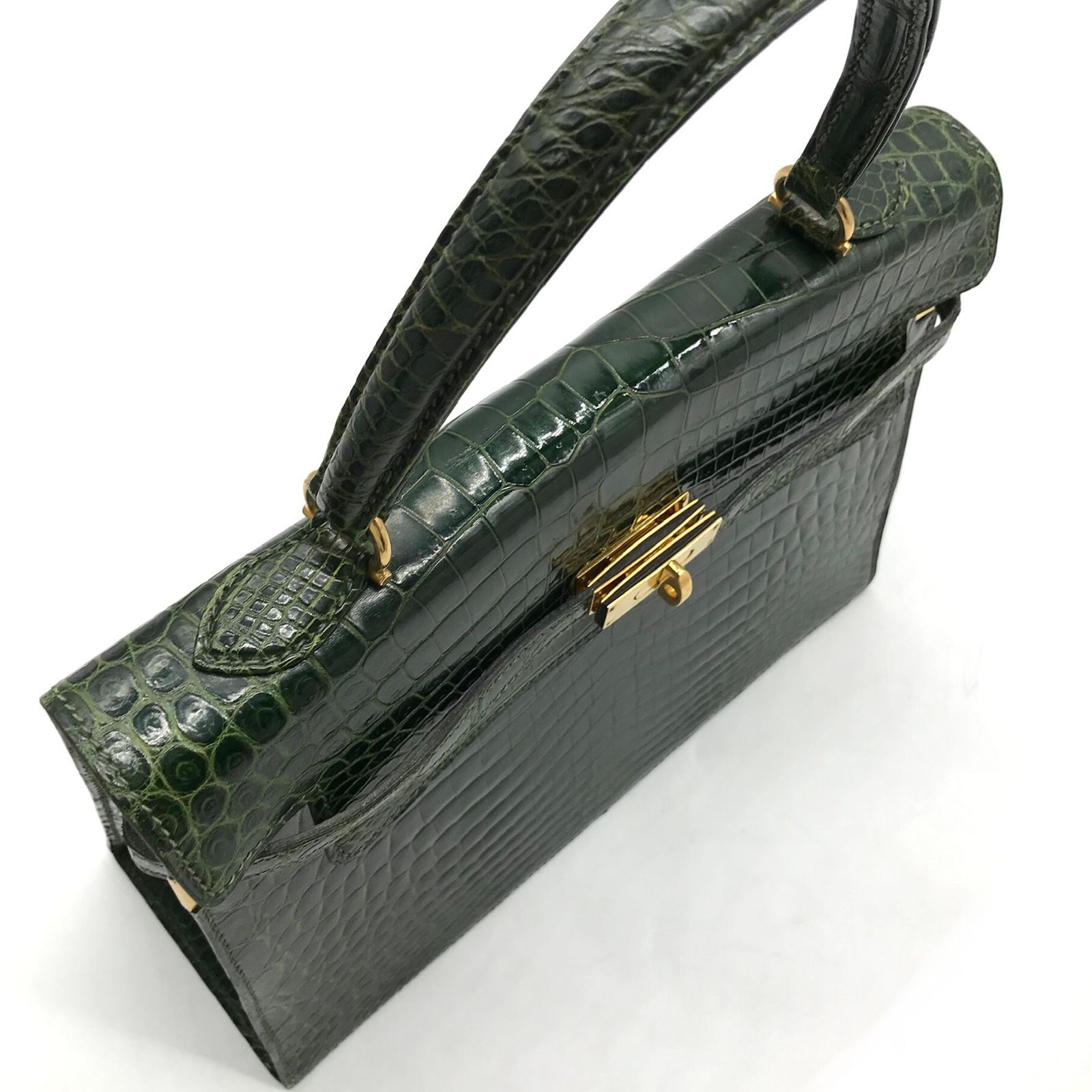 良品 MORABITO モラビト スカラ ケリー型 クロコレザー 2WAY 良品 MORABITO モラビト スカラ ケリー型 クロコレザー 2WAY