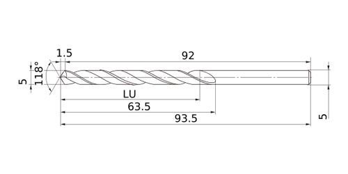 鉄工用 ストレートドリル 三菱マテリアル ハイス SDD0500 刃先径5.0&times;全長93.5&times;有効長63.5mm 10本1セット単位 ストレート軸 鉄工 鋼 鋳鉄 軽合金 アルミ合金・非金属 ステンレス鋼 電動ドライバー 作業工具 日曜大工 DIY