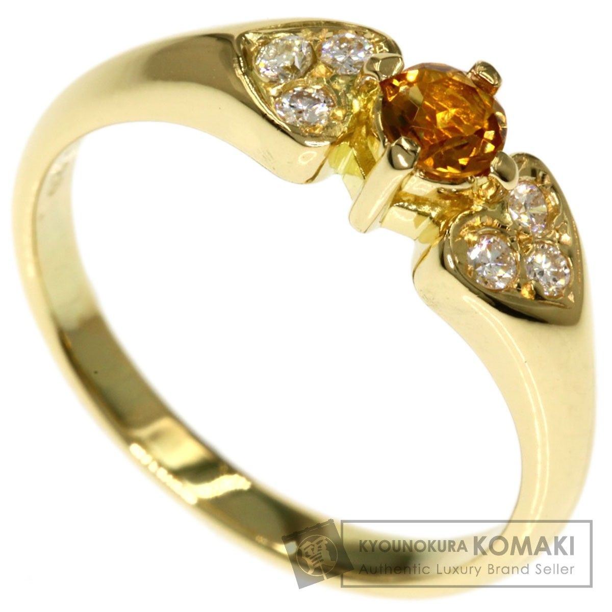 MIKIMOTO ミキモト シトリン ダイヤモンド ハートモチーフ リング  
