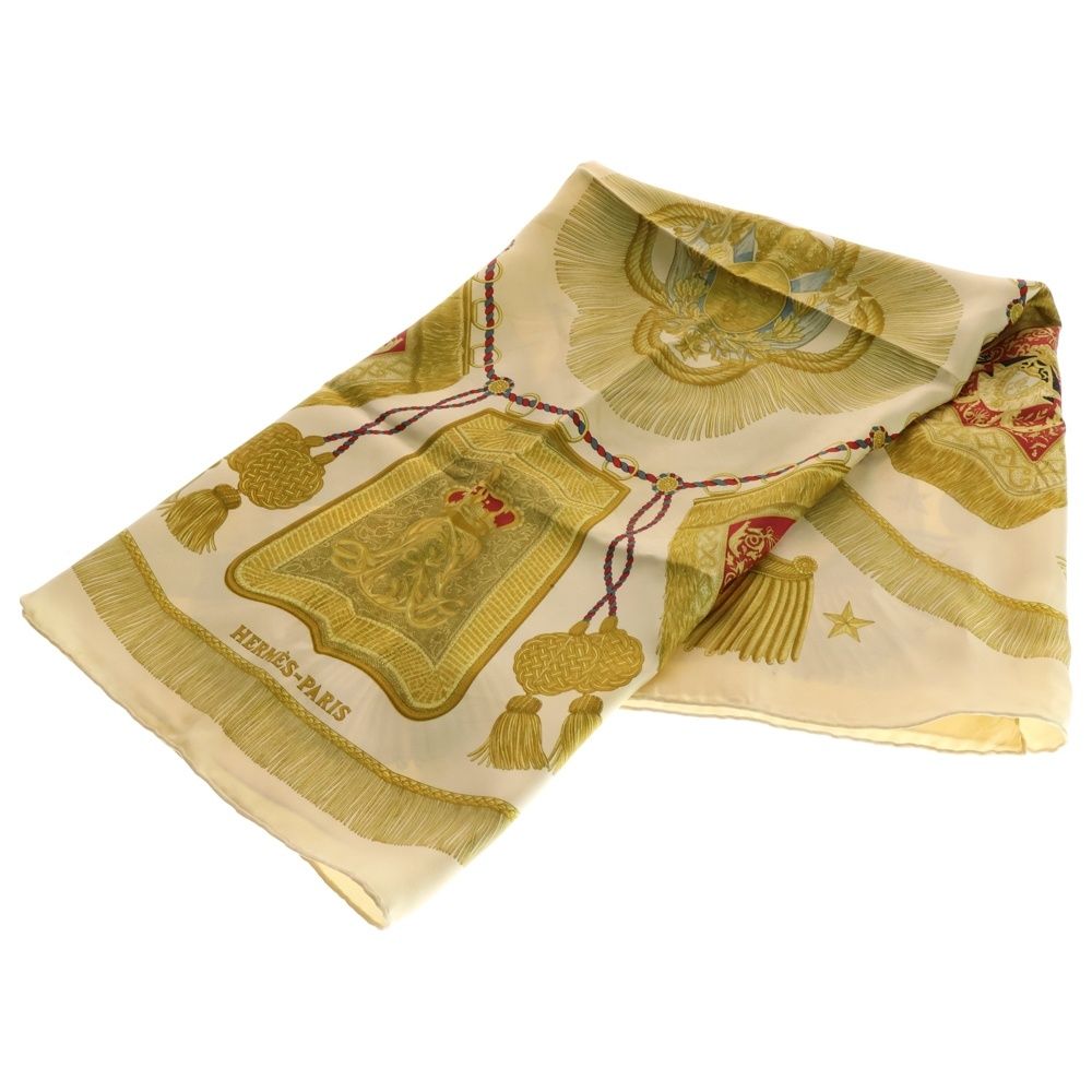 HERMES (エルメス) カレ90 シルク サーベル飾り袋 イエロー マルチ  