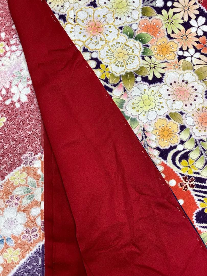 振袖 仮絵羽 辻ヶ花 金彩 銀通し 舞台衣装 正絹 未仕立て品 八掛付き 振袖 仮絵羽 辻ヶ花 金駒 金彩 銀通し舞台衣装 正絹 未仕立て品 八掛