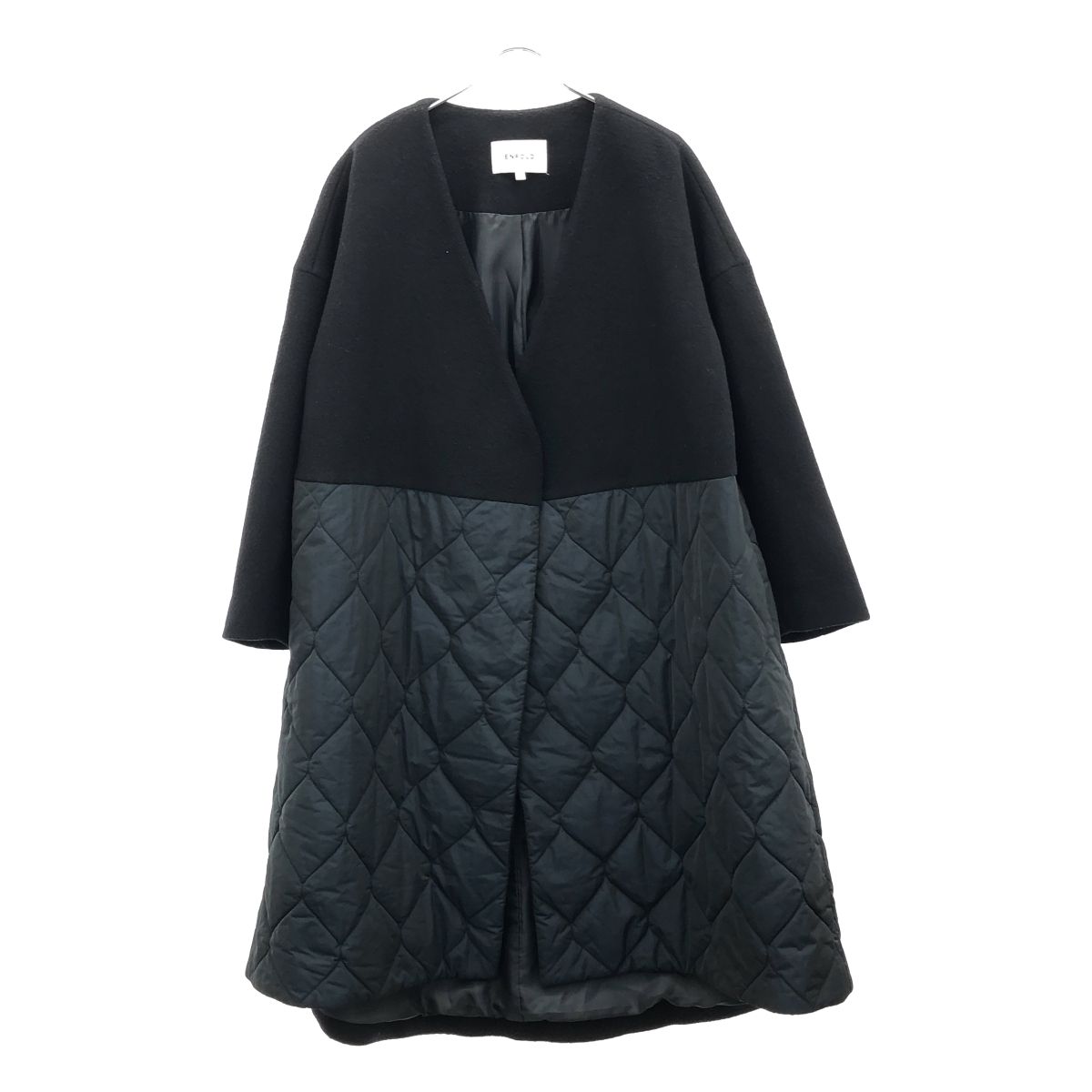 ENFOLDノーカラーキルティングダウン36 ネイビー ENFOLD エンフォルド 18AW 圧縮ビーバーキルティングAライン