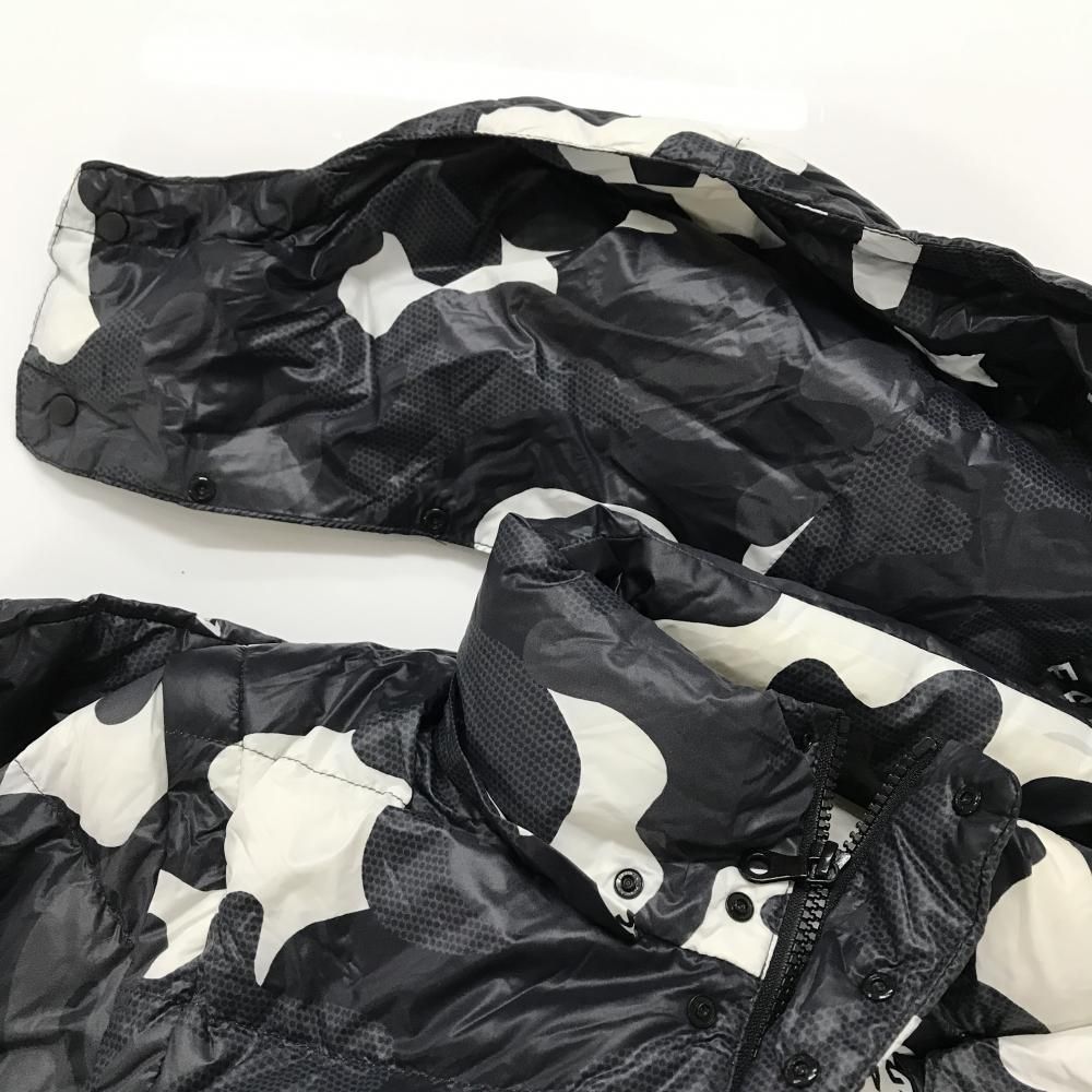 美品　パーリーゲイツ 4WAY ダウンジャケット５　カモフラージュ×ロゴ 美品】パーリーゲイツ 4WAYダウンジャケット 黒×白 カモフラ柄 迷彩