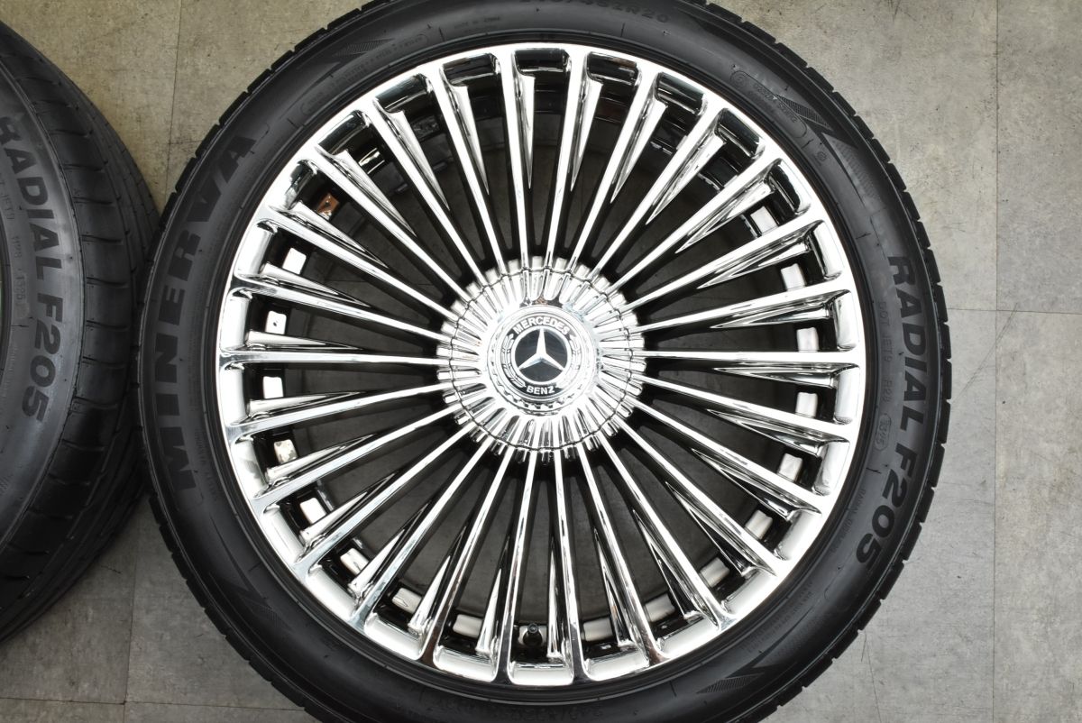 バリ溝 NEWクローム マルチスポークホイール 20in 8.5J 38 9.5J 40 PCD112 MINELVA F205 245 45R20 ベンツ W222 Sクラス FFCRYSTALESIA_COM