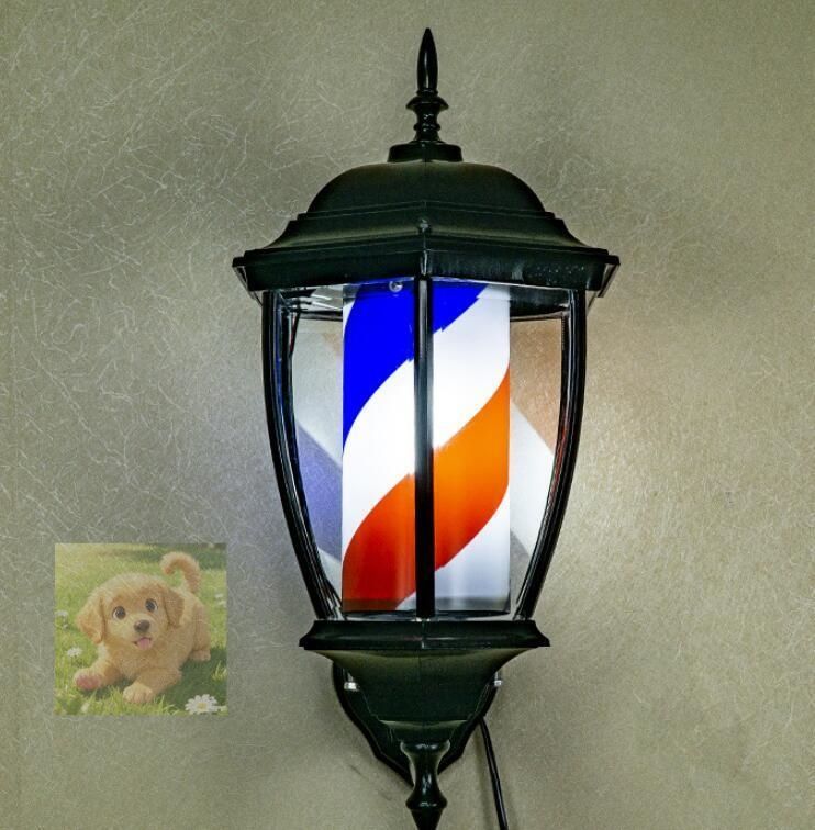 ライトポーチスタイル ヘアーサロン理容室オープンサイン回転赤白青のLEDストリップをスピニング