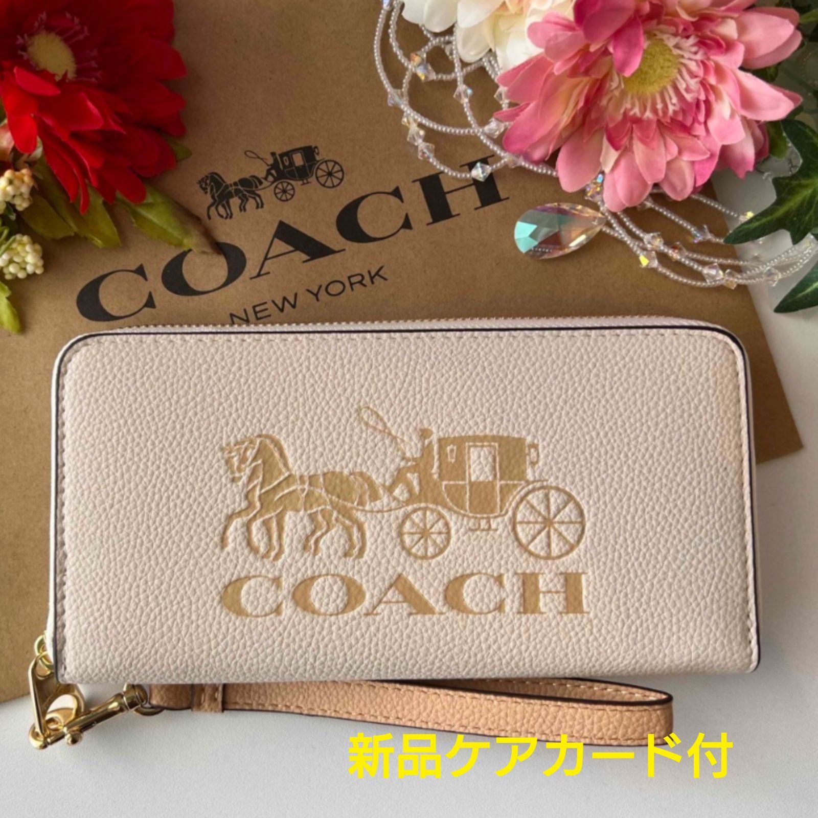 人気商品ランキング COACH コーチ ストラップ ホワイト 白 馬車 黄色