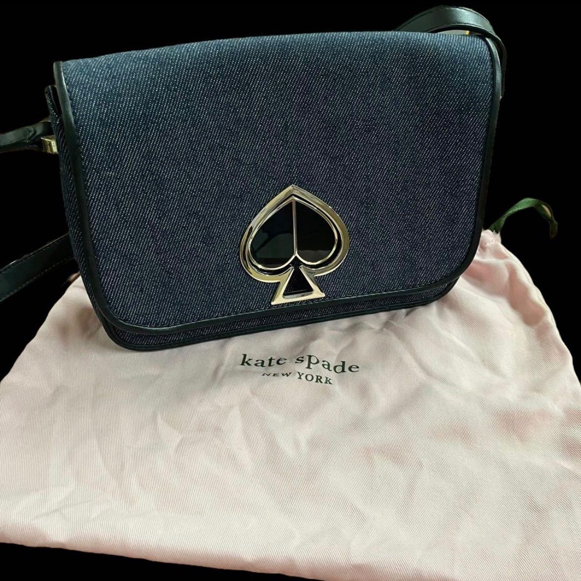 kate spade new york ニコラデニム ショルダーバッグ ツイストロック 