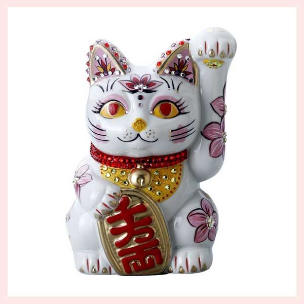 招き猫 置物 陶器 縁起物 貯金箱 猫 約33cm ネコ 商売繁盛 7.5cm