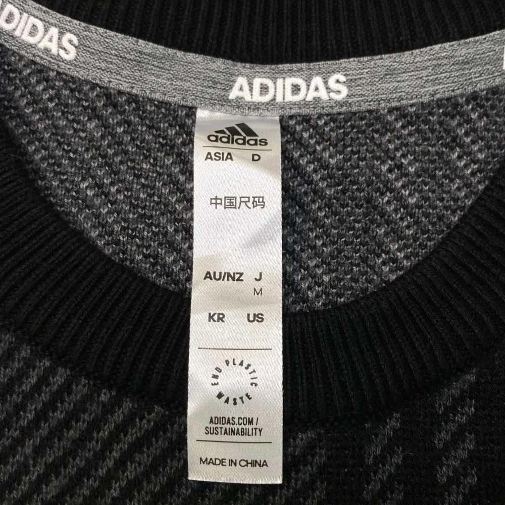 サイズ：M ADIDAS GOLF アディダスゴルフ 2022年 ニットセーター チェック柄 ブラック系 [240101424676] ゴルフウェア メンズ ストスト サイズ：M ADIDAS GOLF アディダスゴルフ 2022年 ニットセーター