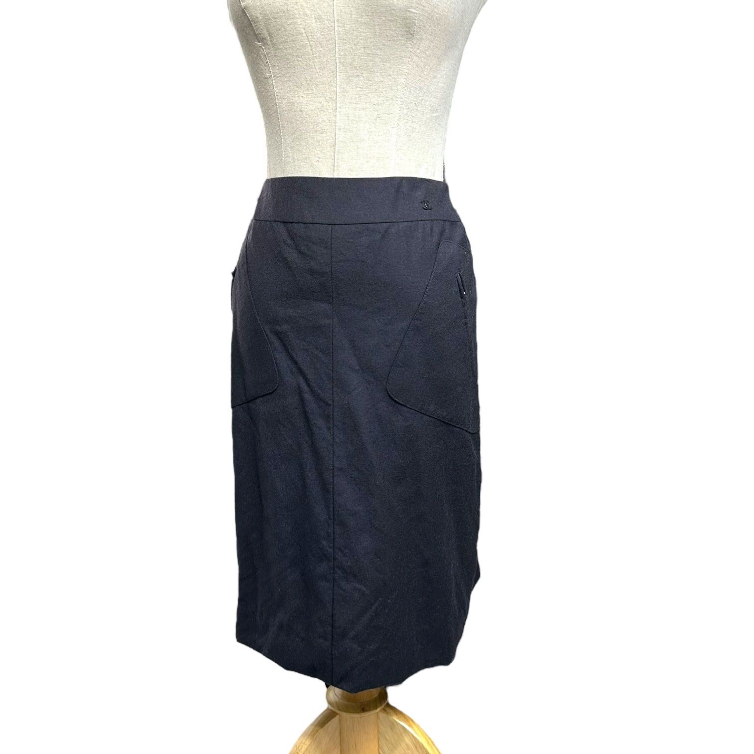 CHANEL(シャネル) 03AW Wool Cashmere Silk Coco Mark Side Zip Skirt