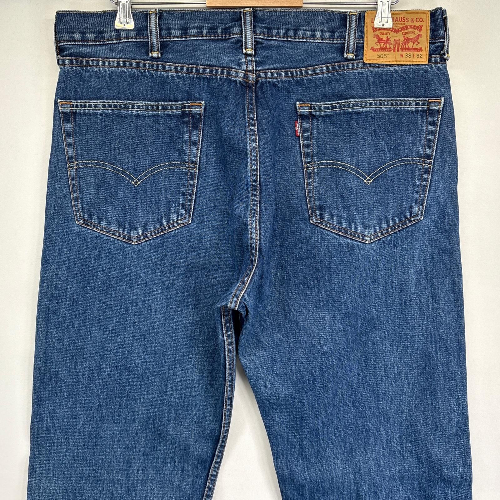 古着 リーバイス Levi's デニムパンツ 505 ストレート ジップ ジーンズ ジーパン 長ズボン 大きいサイズ w38 L32  ブルー メンズ