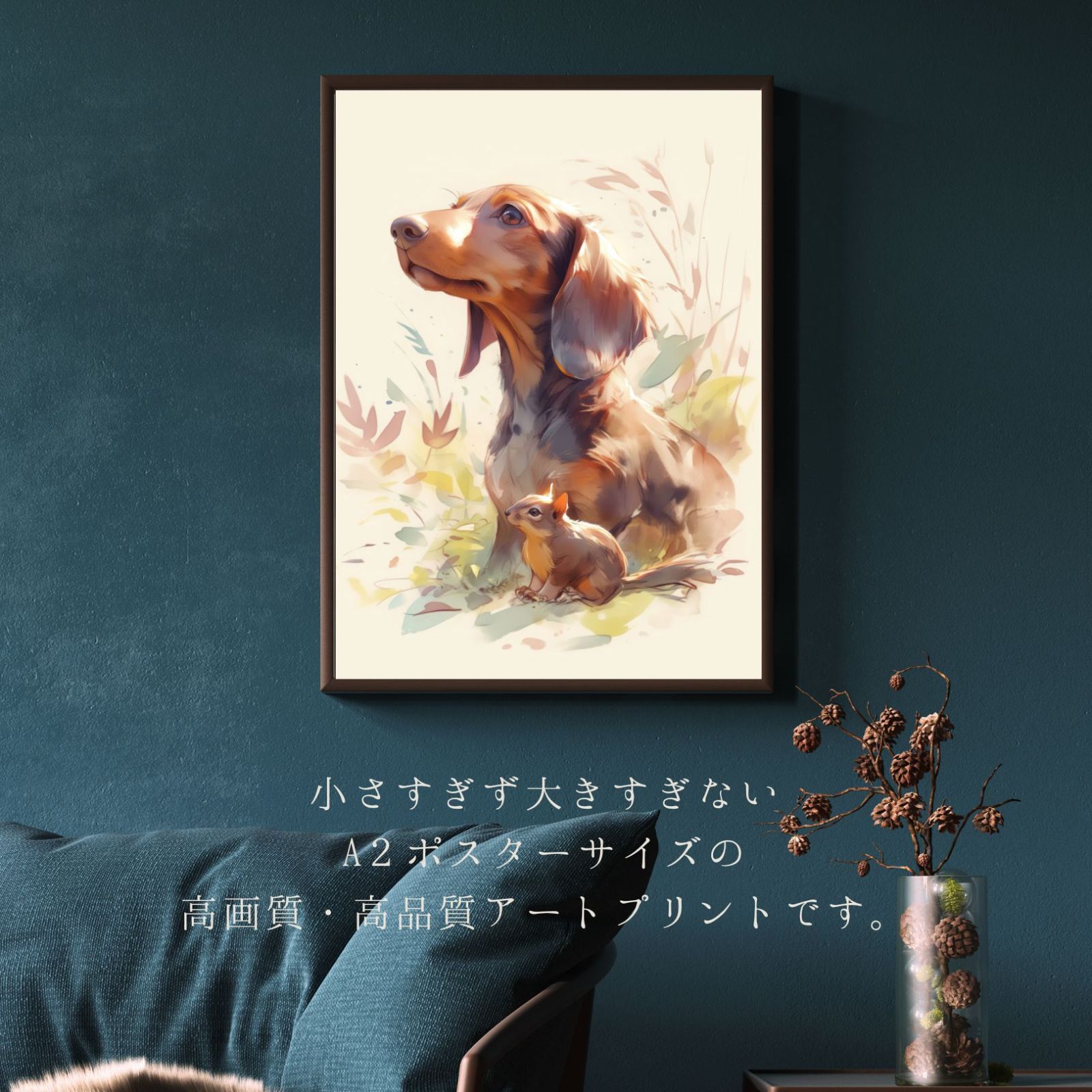 栗鼠犬戯舞 - ダックスフンド犬の子犬 No.3】ジークレー版画＊名入れOK