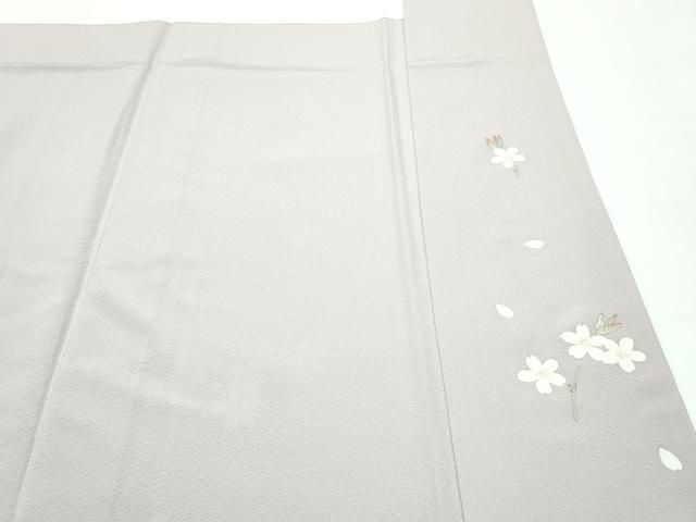 平和屋着物■極上　訪問着　作家物　桜　ベージュローゼ色地　反端付き　逸品　CZAA3583s5 平和屋着物□極上 訪問着 作家物 桜 ベージュローゼ色地 反端付き 逸品