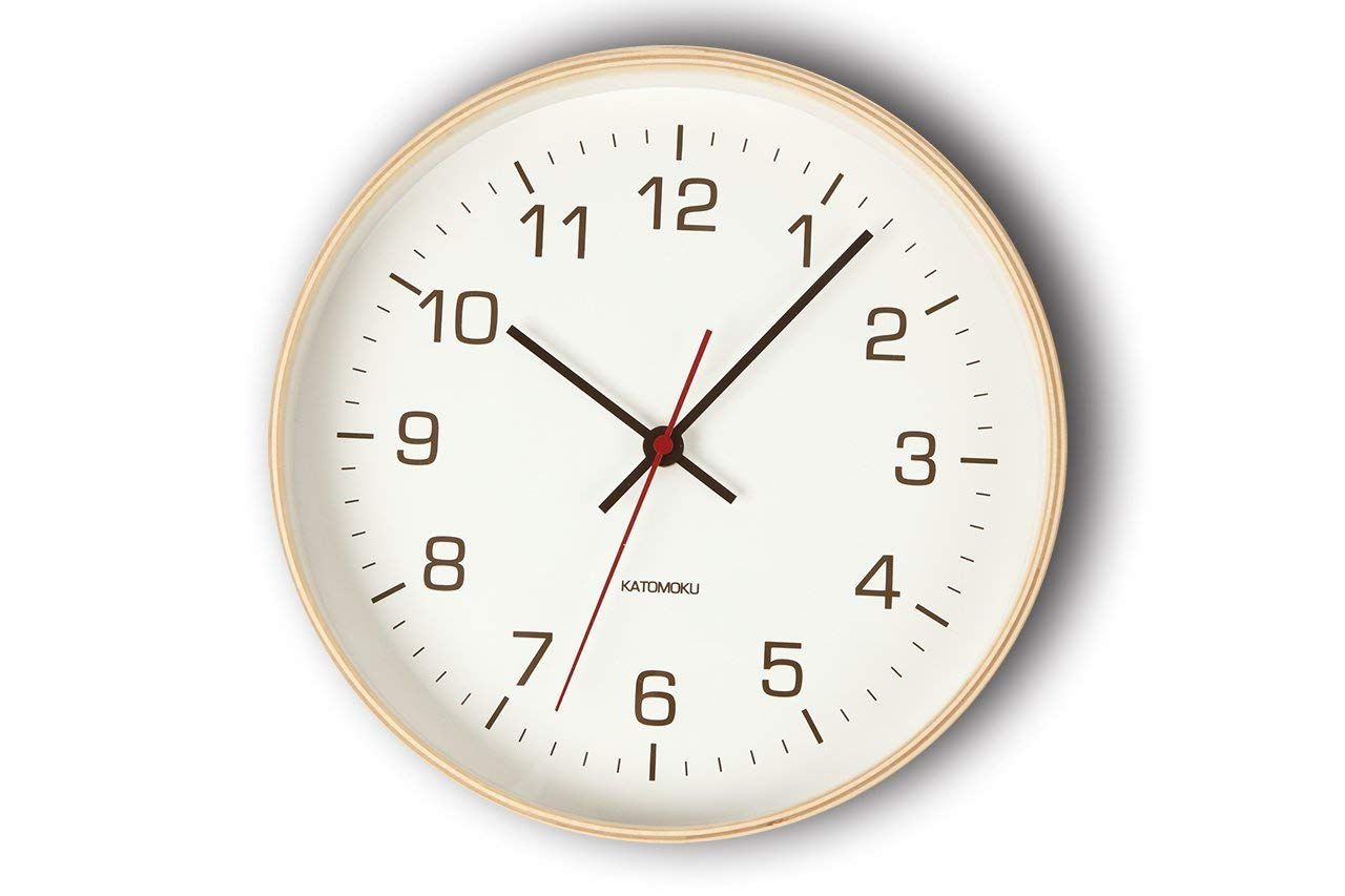 電波時計 KATOMOKU plywood wall clock 4 スイープ（連続秒針） km-44N ...