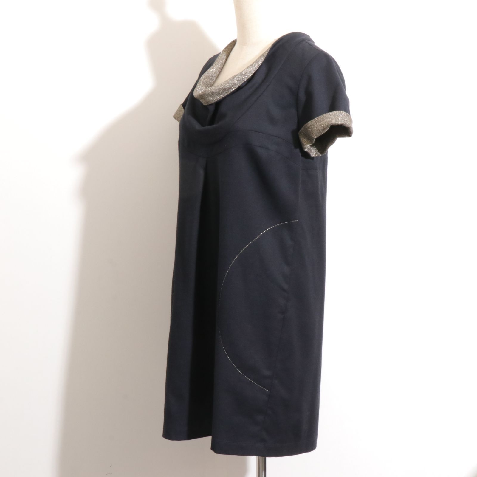 ☆美品☆ MARELLA マレーラ ワンピース 膝丈 半袖 折り返し袖 ウール 