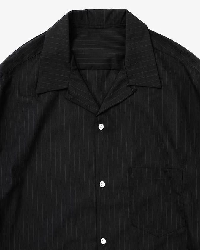 sillageストライプ 長袖シャツ Sillage シアージ re-engineered overshirt black stripe