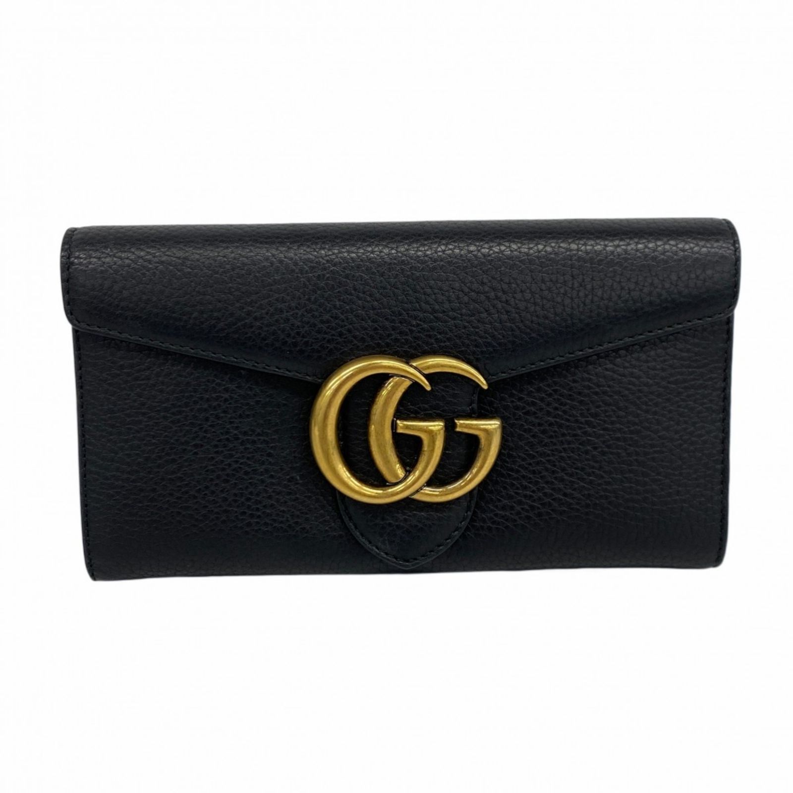 グッチ Gucci グッチ 長財布 GGマーモント 400586 レザー ブラック レディース