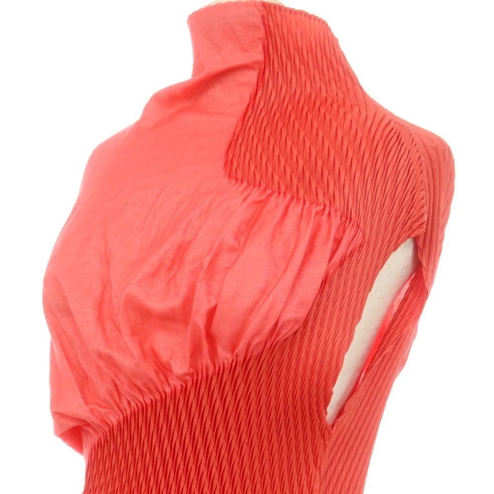 イッセイミヤケ ISSEY MIYAKE 秋冬 ハイネック ノースリーブ チュニック コーラルピンク サイズ表記なし L位 レディース