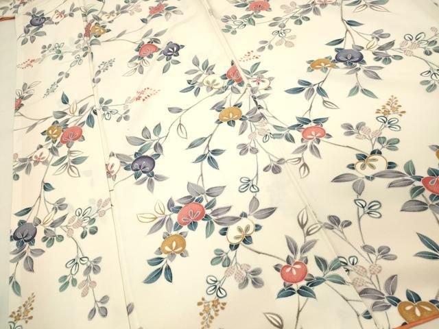 平和屋着物▽上質な小紋　単衣　草花文　正絹　逸品　DAAQ7522du 平和屋着物□上質な小紋 橘 正絹 逸品 DAAU4872qp 平和屋着物□上質