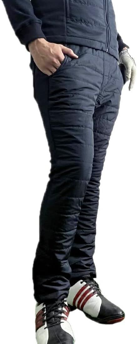 Size:M_Color:ネイビー(ジョガータイプ) [アーケード] 中綿 ダウンパンツ メンズ ゴルフパンツ メンズ 冬 暖か裏フリースボア 裏起毛ゴルフウェア アウトドア ジョガーパンツ スキニー ボア ボト