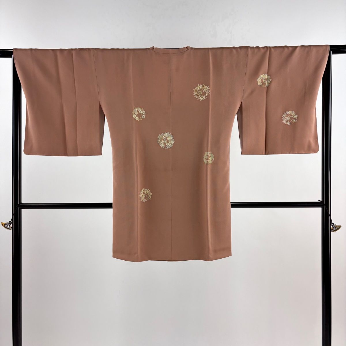 道行 身丈89cm 裄丈66cm M 和装コート 角衿 花丸文 金彩 金糸 ピンクベージュ 正絹 秀品 WWW_NOITHATQUANGTHANH_NET