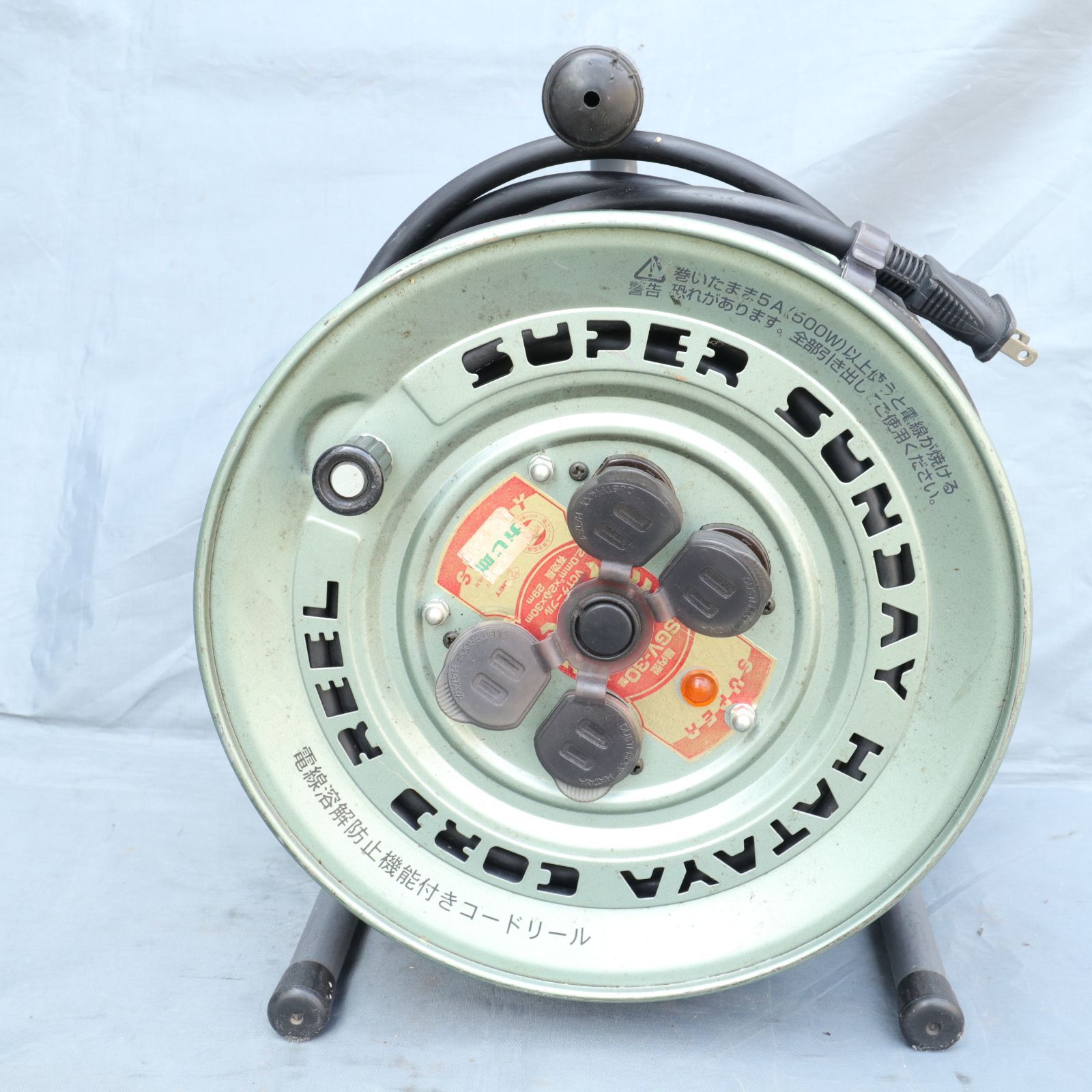 サイドテーブル ケーブルドラム 延長コードリール OSBボード製 男前