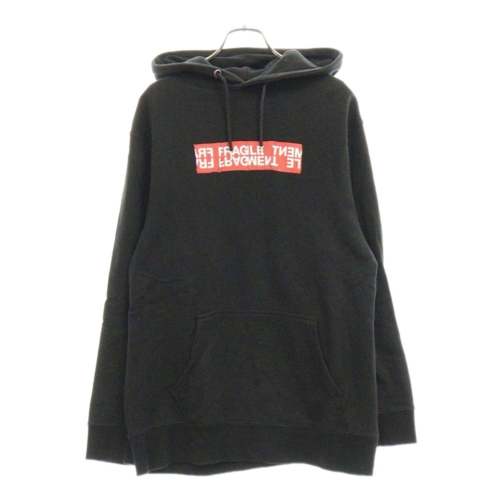 Sacai (サカイ) 19SS ×FRAGMENT DESIGN FRAGILE HOODIE フラグメントデザイン フラジャイル プリント プルオーバーパーカー スウェット ブラック 19-02026M