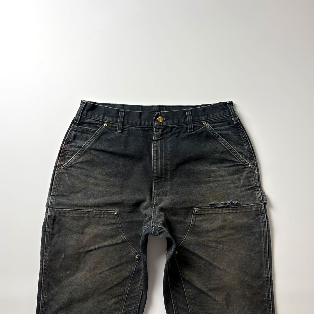 carhartt ダブルニー　usa製 鬼フェード ブラック w34l32 Carhartt カーハート ダブルニー ペインターパンツ ワークパンツ