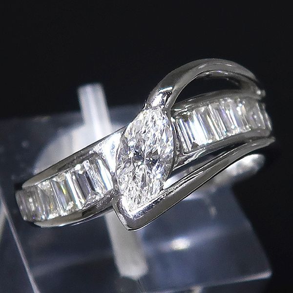 K18WG マーキス ダイヤモンド リング 11号 K18 WG ホワイトゴールド  