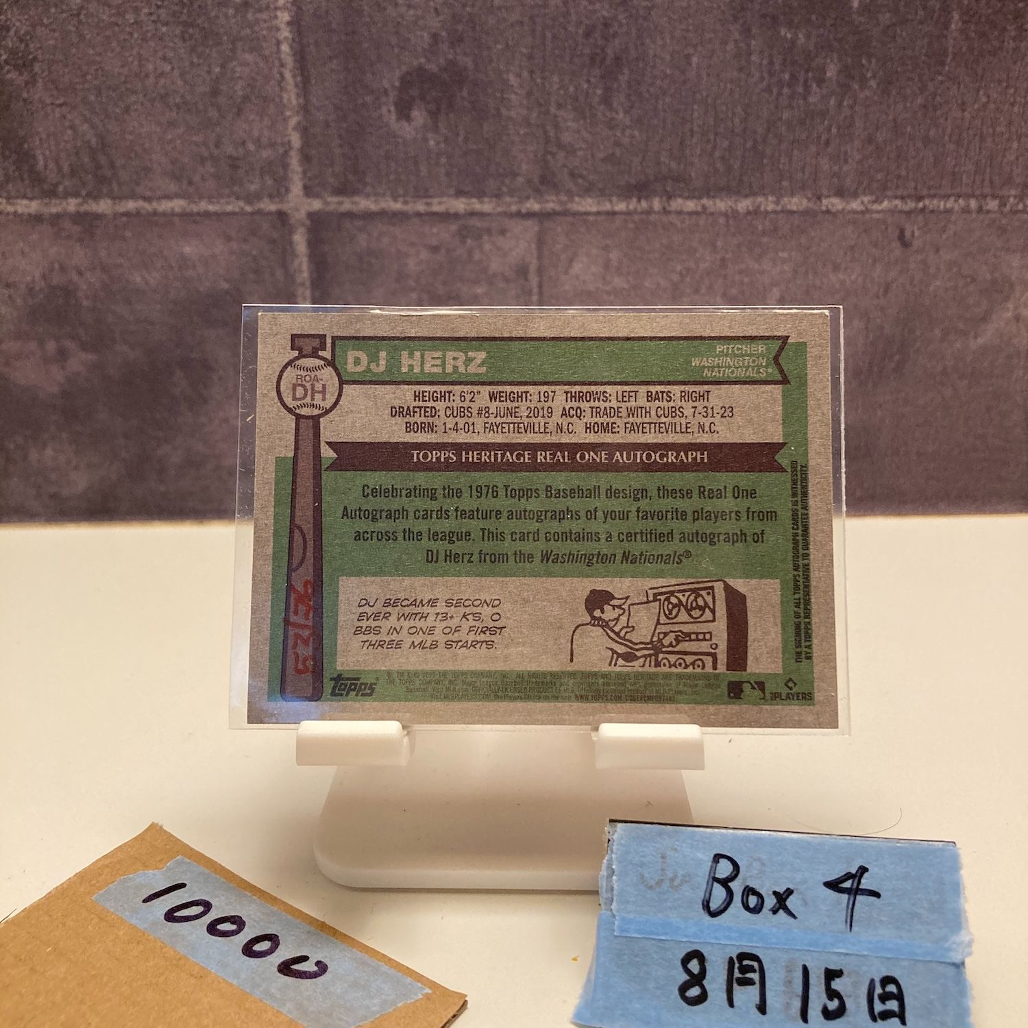 2025 Topps Heritage DJ Herz 直筆サイン Washington Nationals RC 