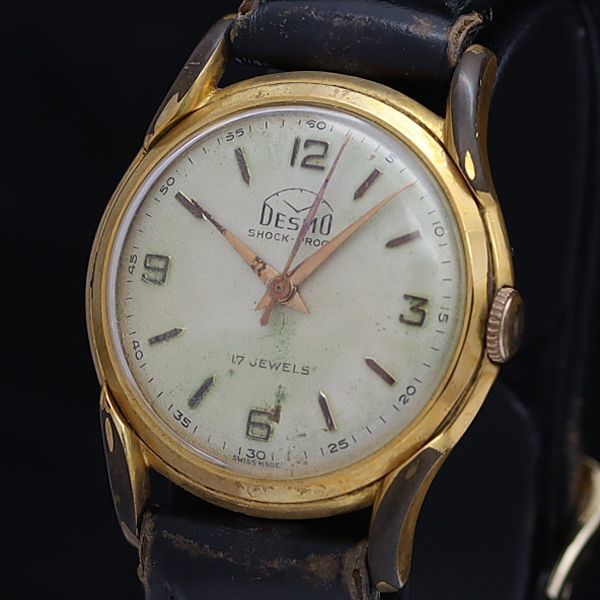 デスモ 手巻き アンティーク シルバー系文字盤 17石 ラウンド